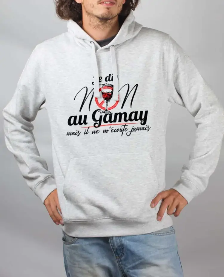 Sweat Blanc homme je dis non au gamay