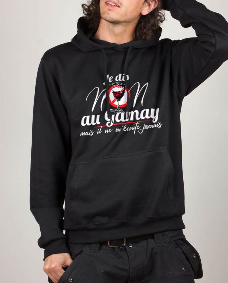 Sweat noir homme je dis non au gamay