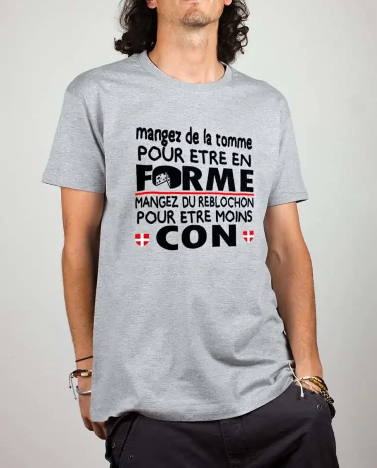 T shirt gris homme Mangez tomme forme mangez reblochon moin con