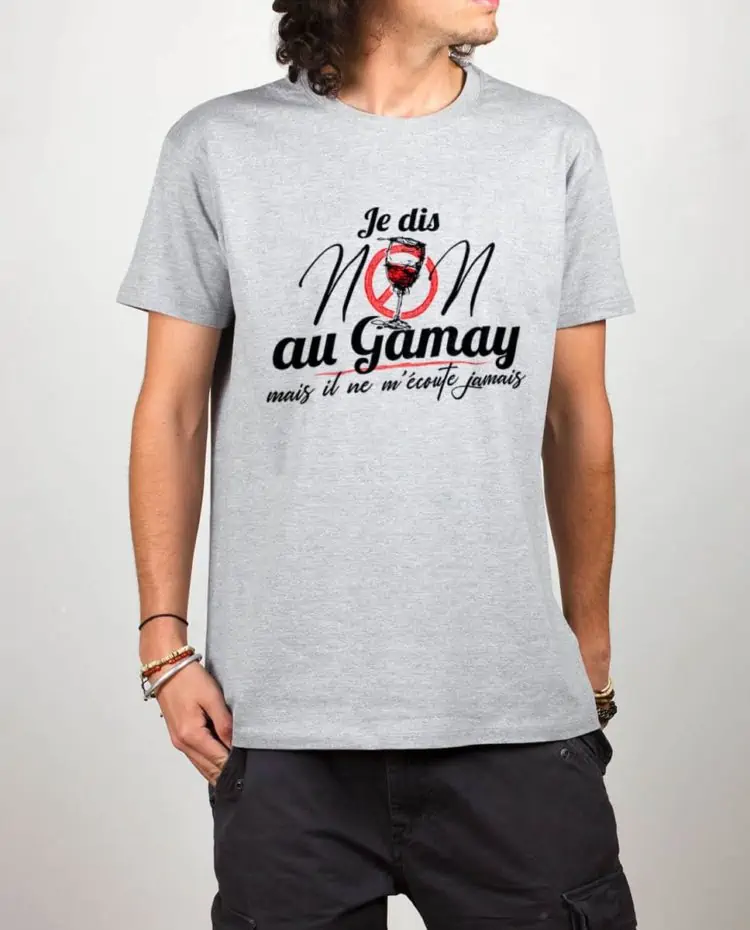 T shirt gris homme je dis non au gamay