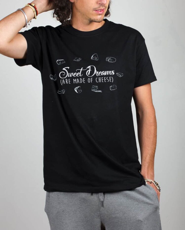 T shirt noir homme Sweet dreams are made of cheese