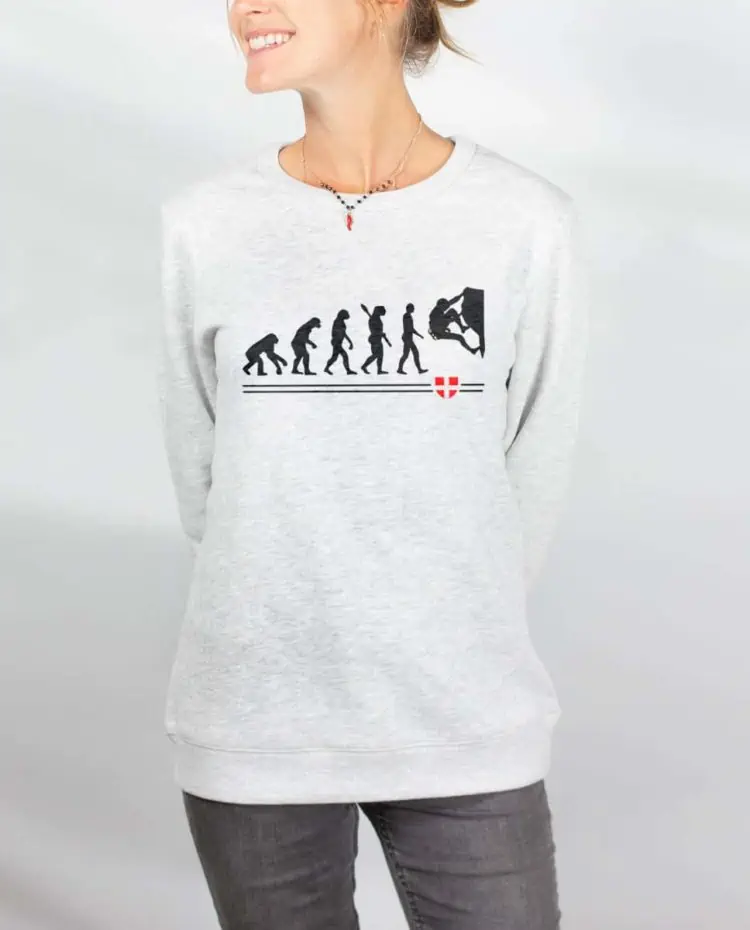 Pull sweat femme blanc Evolution Escalade