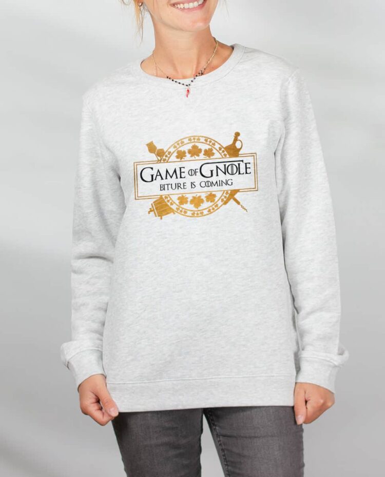 Pull sweat femme blanc Game Of Gnole