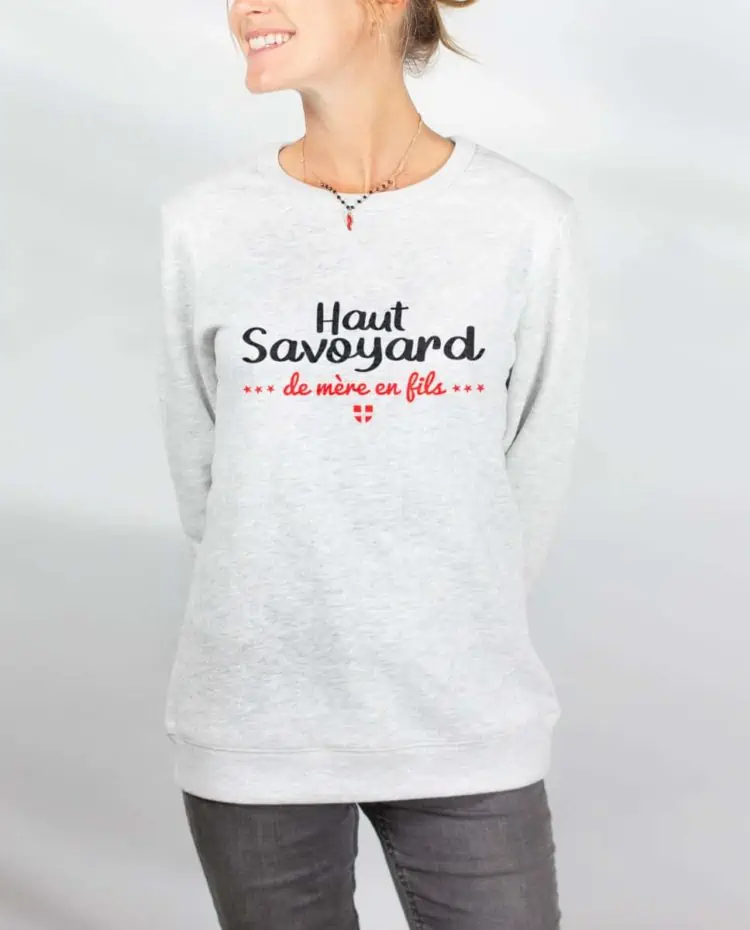 Pull sweat femme blanc Haut savoyard de mere en fils