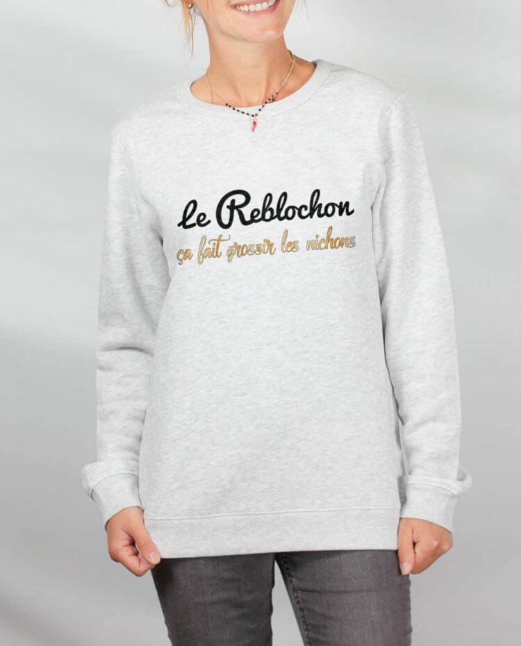 Pull sweat femme blanc Reblochon nichon