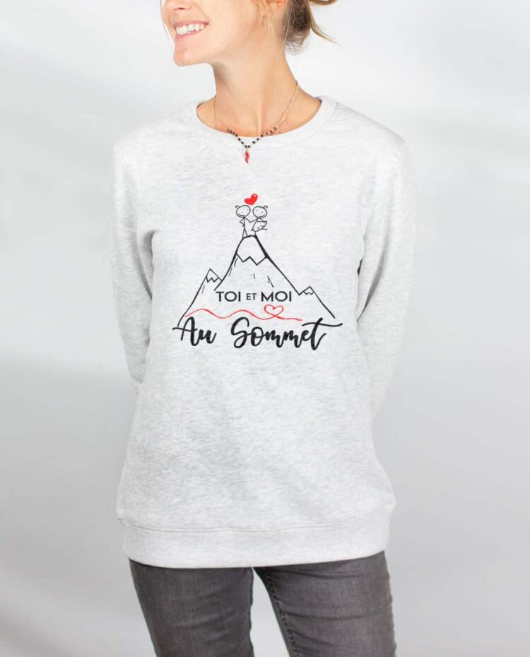 Pull sweat femme blanc Toi et Moi au sommet