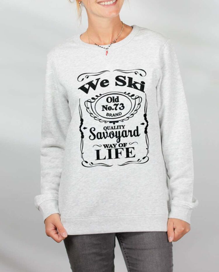 Pull sweat femme blanc We ski 73