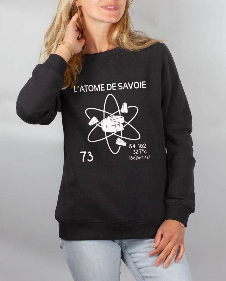 Pull sweat femme noir Atome de savoie 73 1