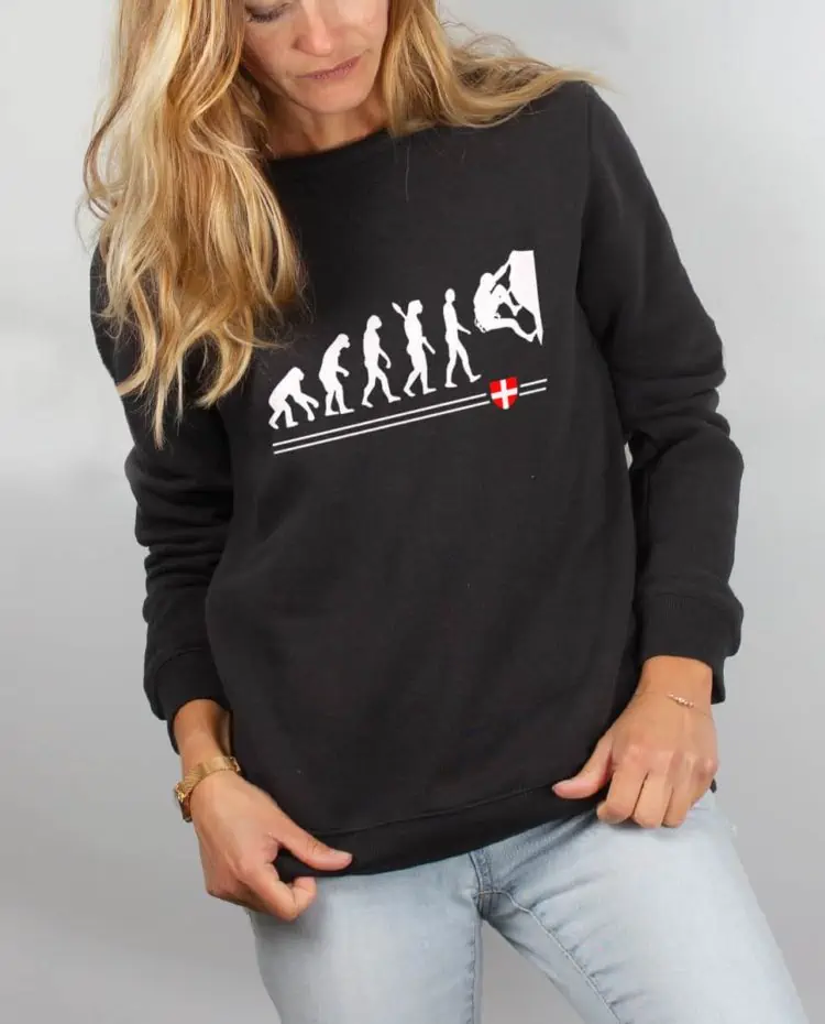 Pull sweat femme noir Evolution Escalade