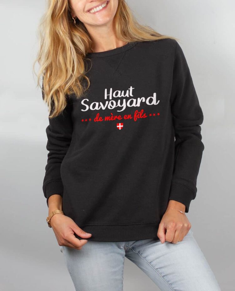 Pull sweat femme noir Haut savoyard de mere en fils