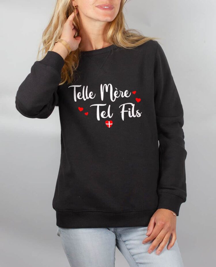 Pull sweat femme noir Telle mere tel fils 1