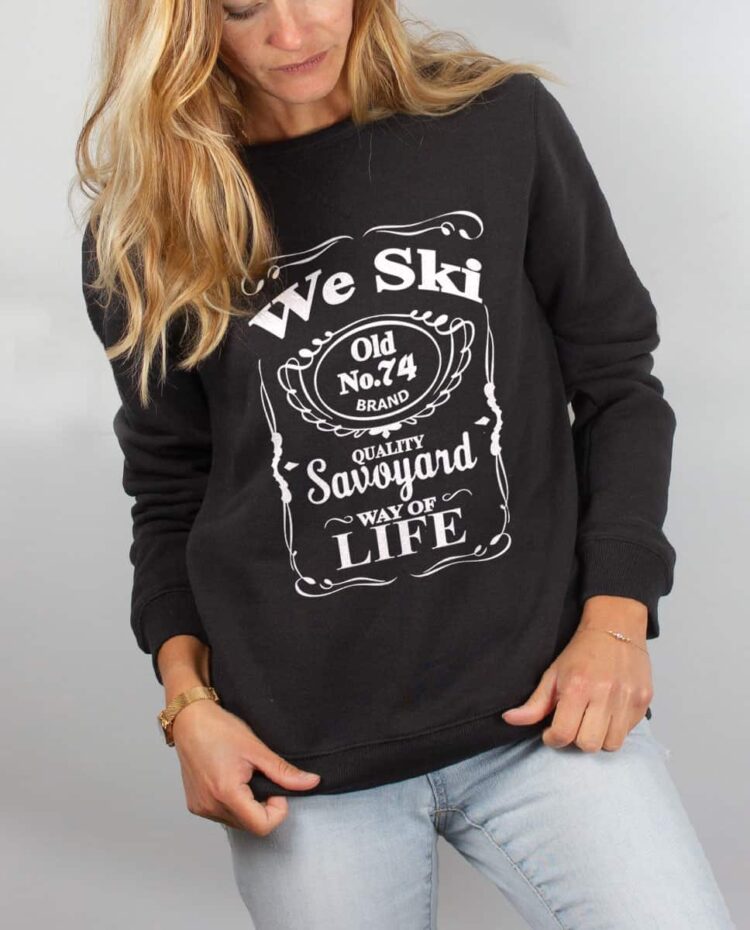 Pull sweat femme noir We ski 74