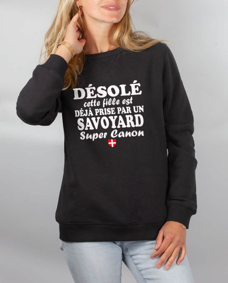 Pull sweat femme noir fille deja prise par savoyard