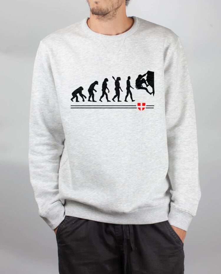 Pull sweat homme blanc Evolution Escalade