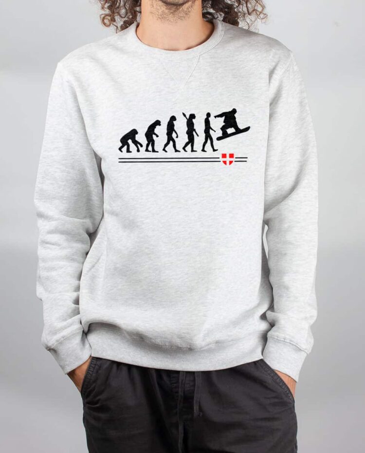 Pull sweat homme blanc Evolution Snow