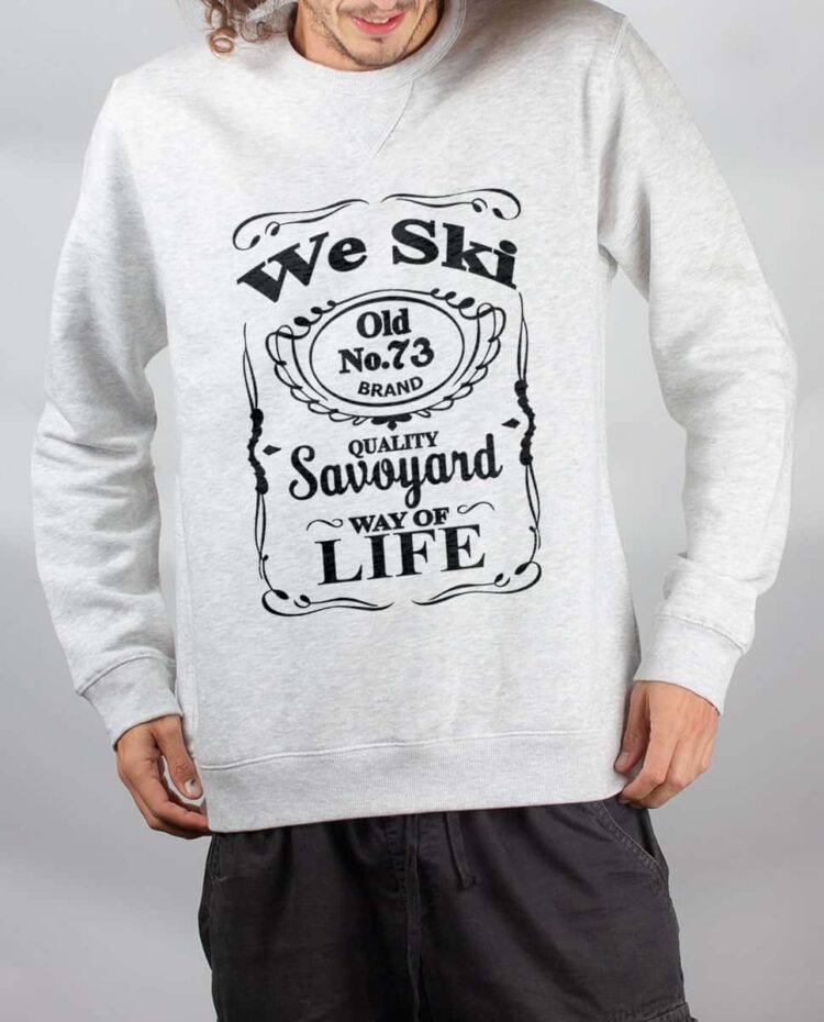 Pull sweat homme blanc We ski 73