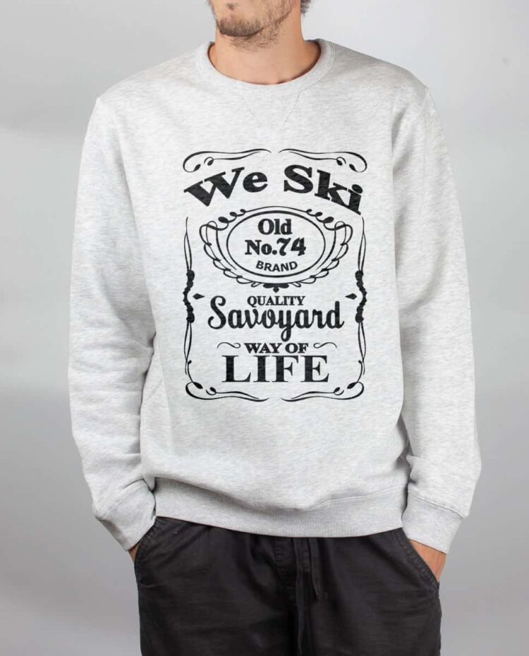 Pull sweat homme blanc We ski 74