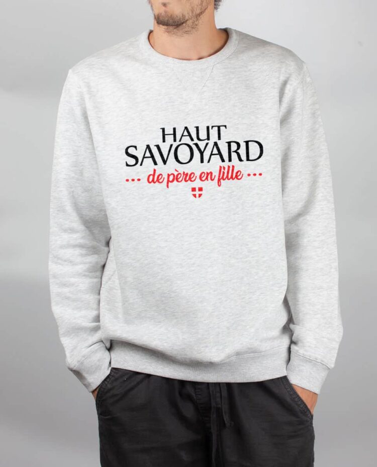 Pull sweat homme blanc haut savoyard de pere en fille