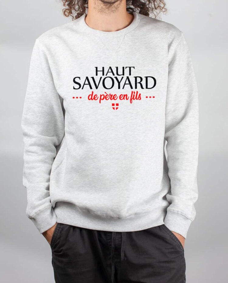 Pull sweat homme blanc haut savoyard de pere en fils