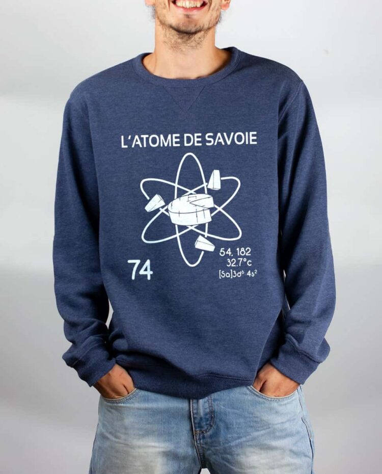 Pull sweat homme bleu Atome de savoie 74