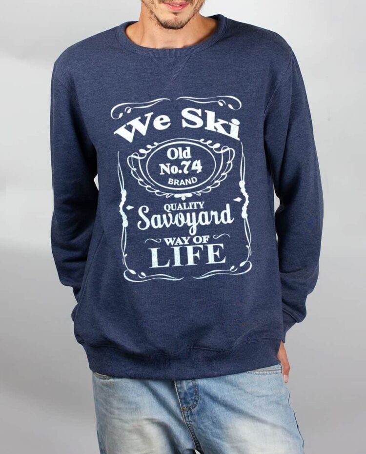 Pull sweat homme bleu We ski 74