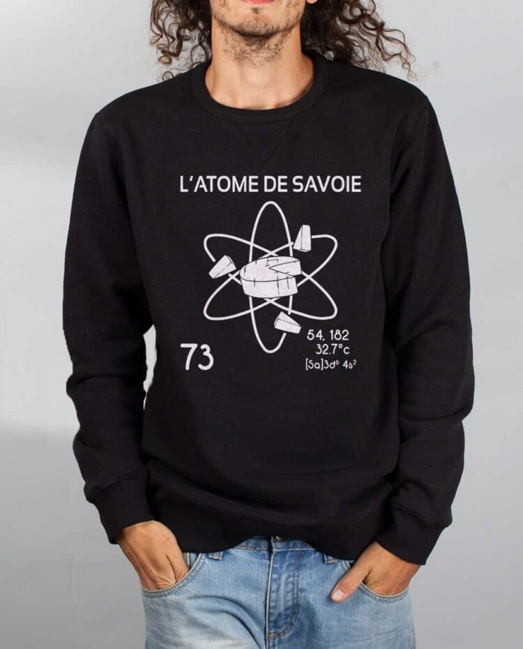 Pull sweat homme noir Atome de savoie 73