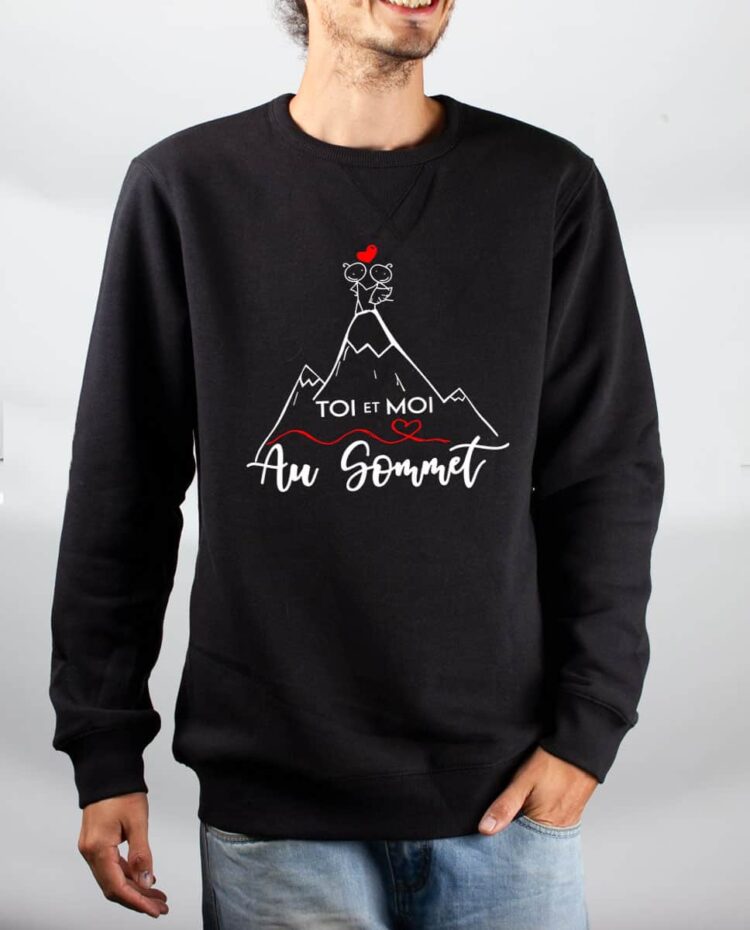 Pull sweat homme noir Toi et Moi au sommet