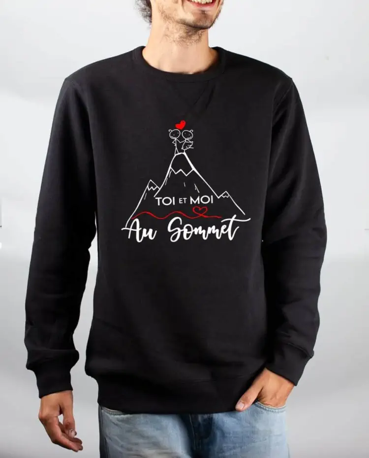 Pull sweat homme noir Toi et Moi au sommet