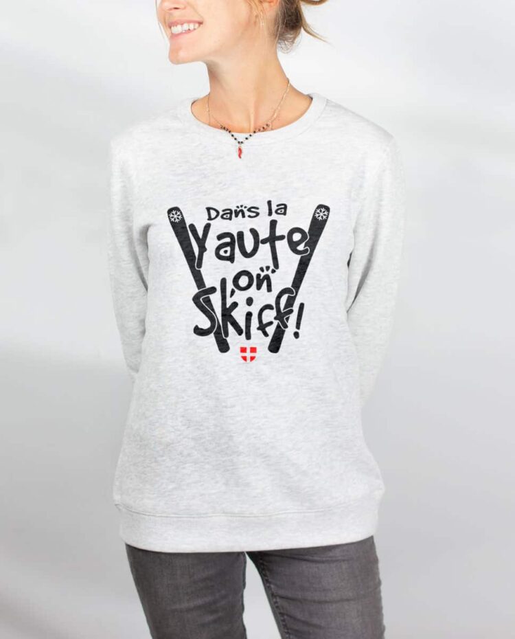 Pull sweat femme blanc Dans la yaute on skiff