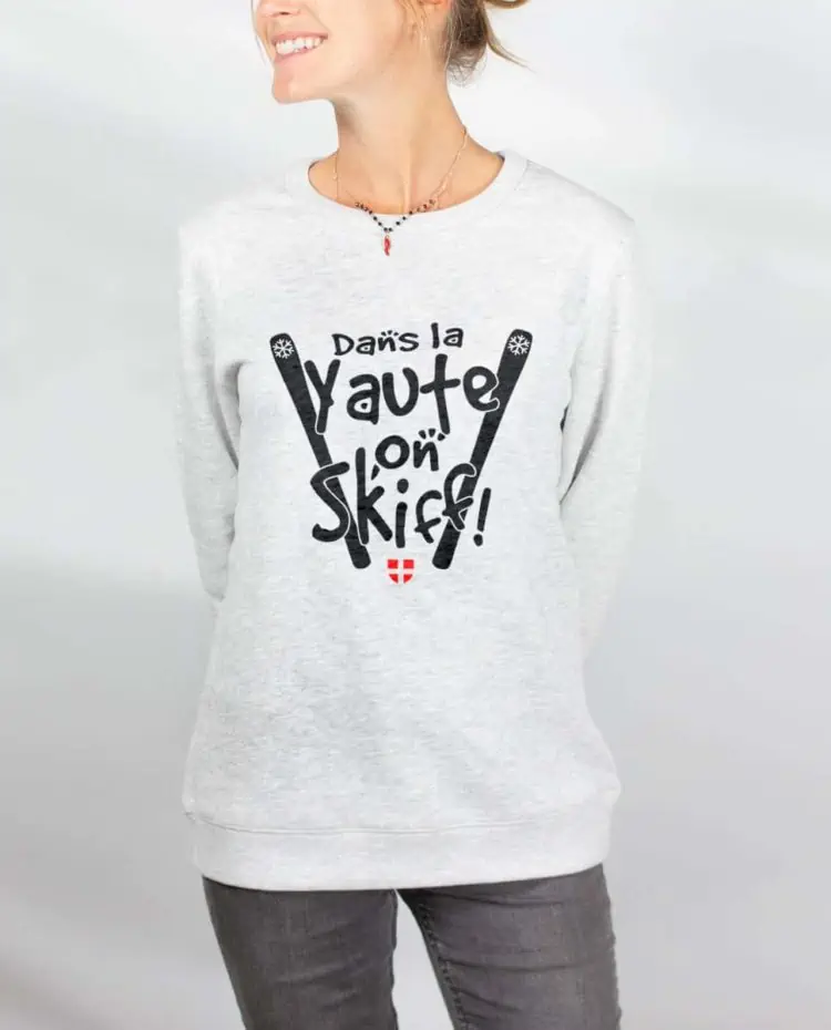 Pull sweat femme blanc Dans la yaute on skiff