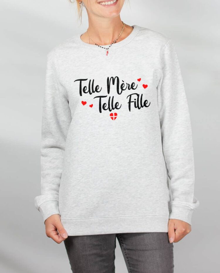 Pull sweat femme blanc Telle mere telle fille