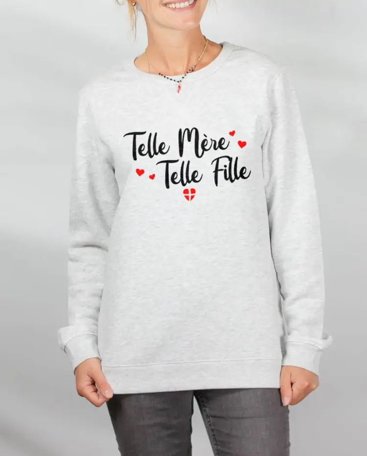 Pull sweat femme blanc Telle mere telle fille