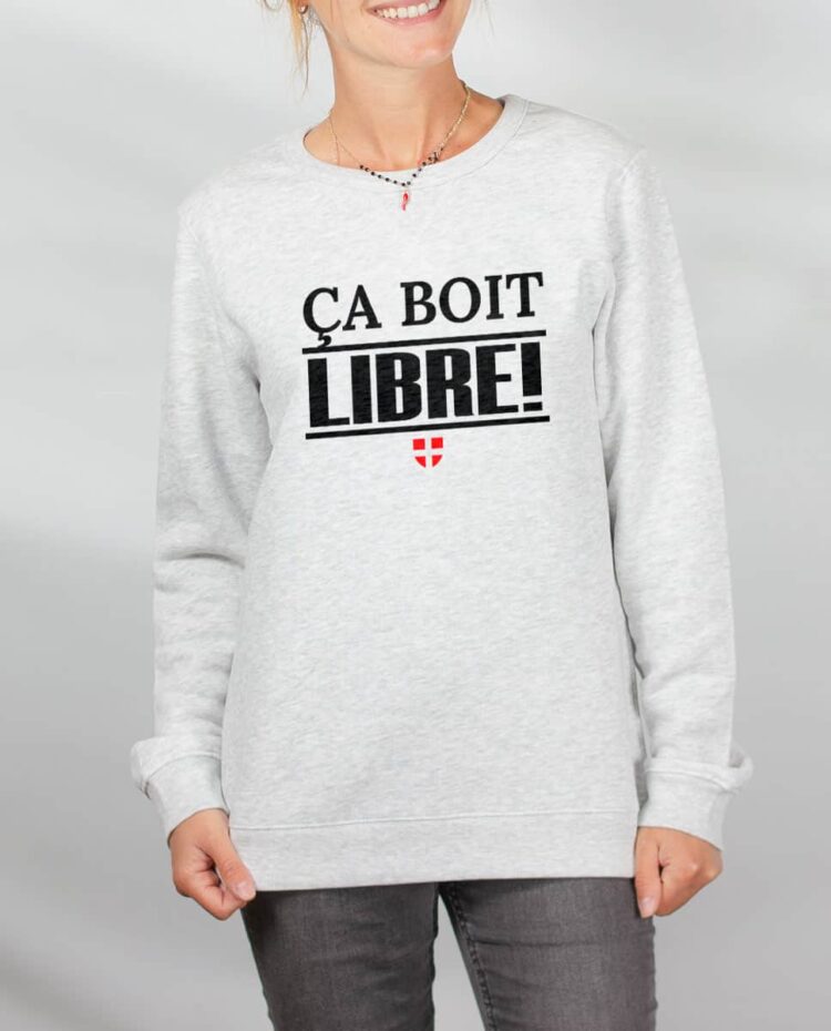 Pull sweat femme blanc ca boit libre