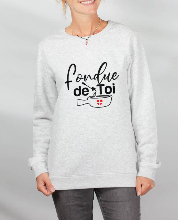 Pull sweat femme blanc fondue de toi