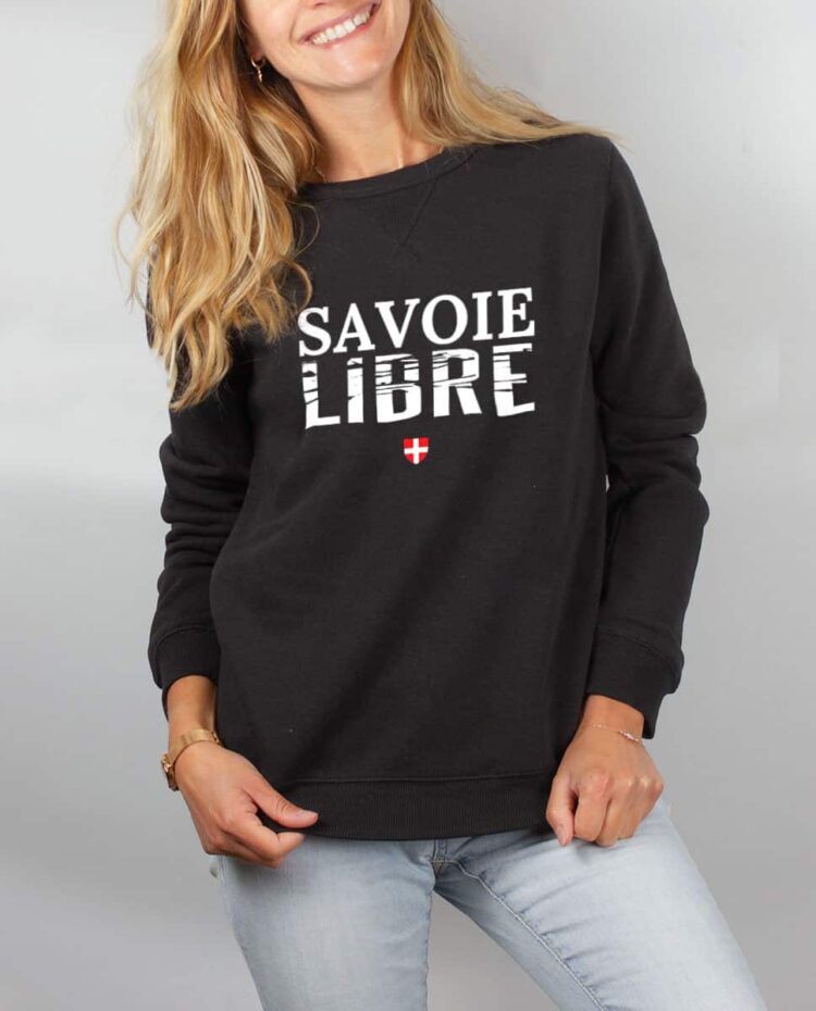 Pull sweat femme noir Savoie Libre