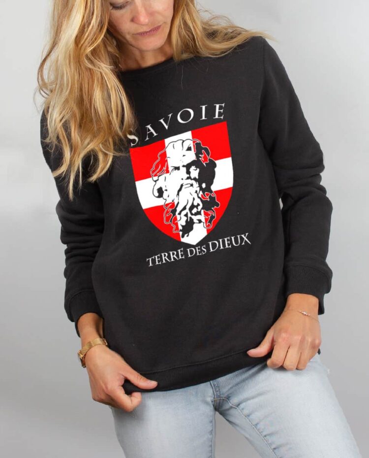 Pull sweat femme noir Savoie Terre des