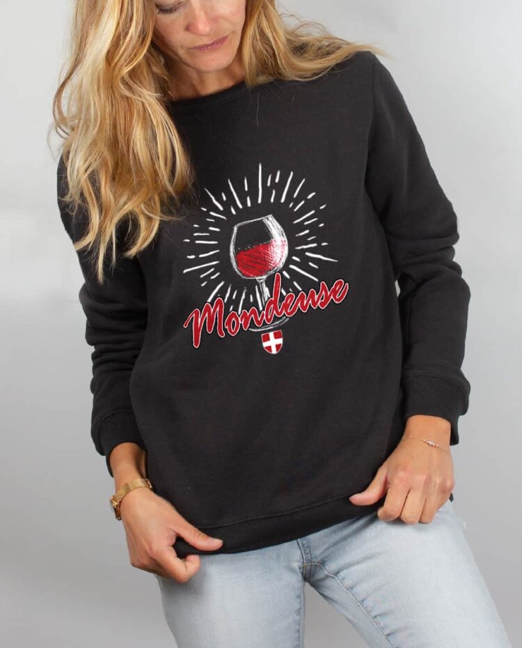 Pull sweat femme noir Vin Mondeuse