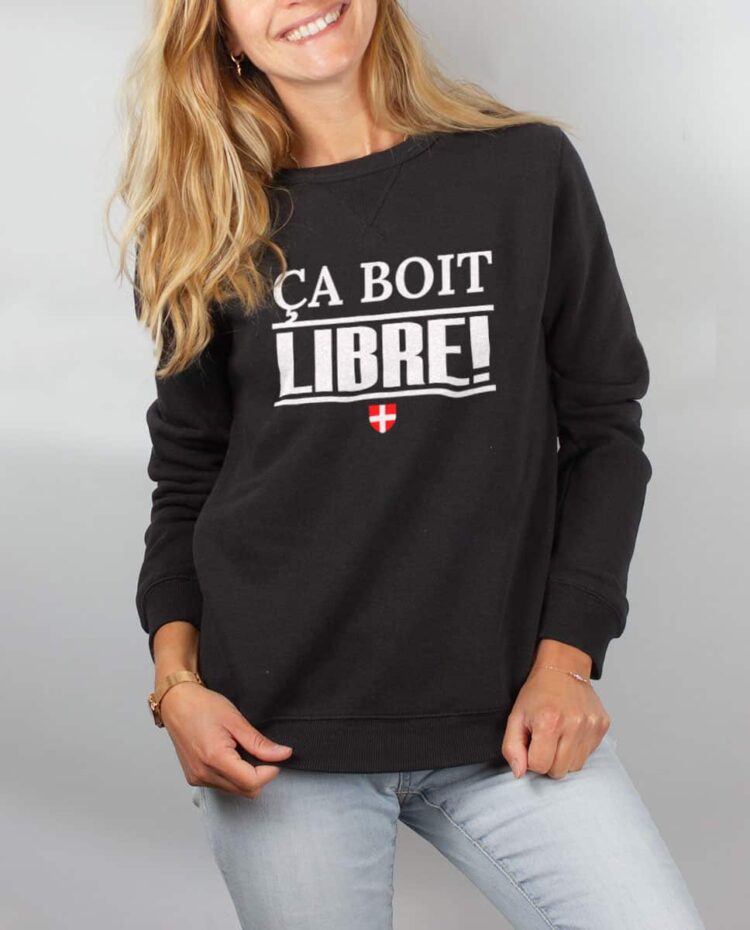 Pull sweat femme noir ca boit libre