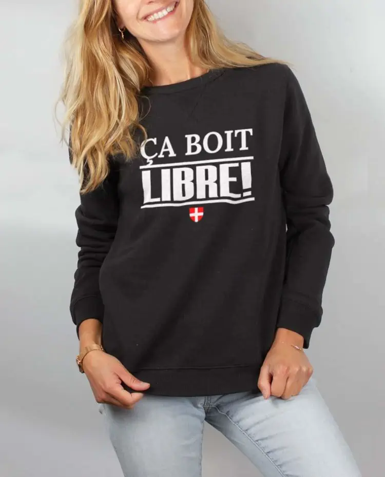 Pull sweat femme noir ca boit libre