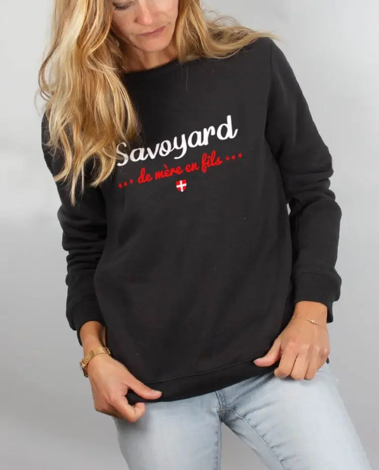 Pull sweat femme noir savoyard de mere en fils