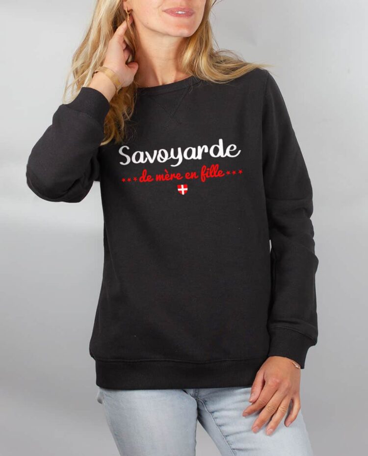 Pull sweat femme noir savoyarde de mere en fille