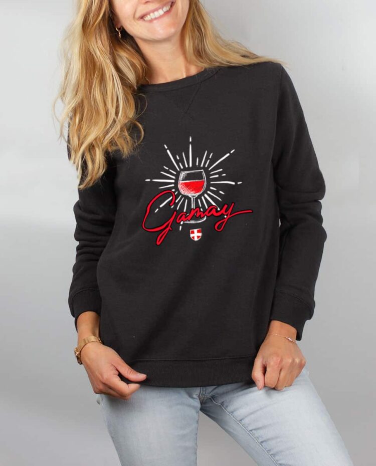 Pull sweat femme noir vin Gamay