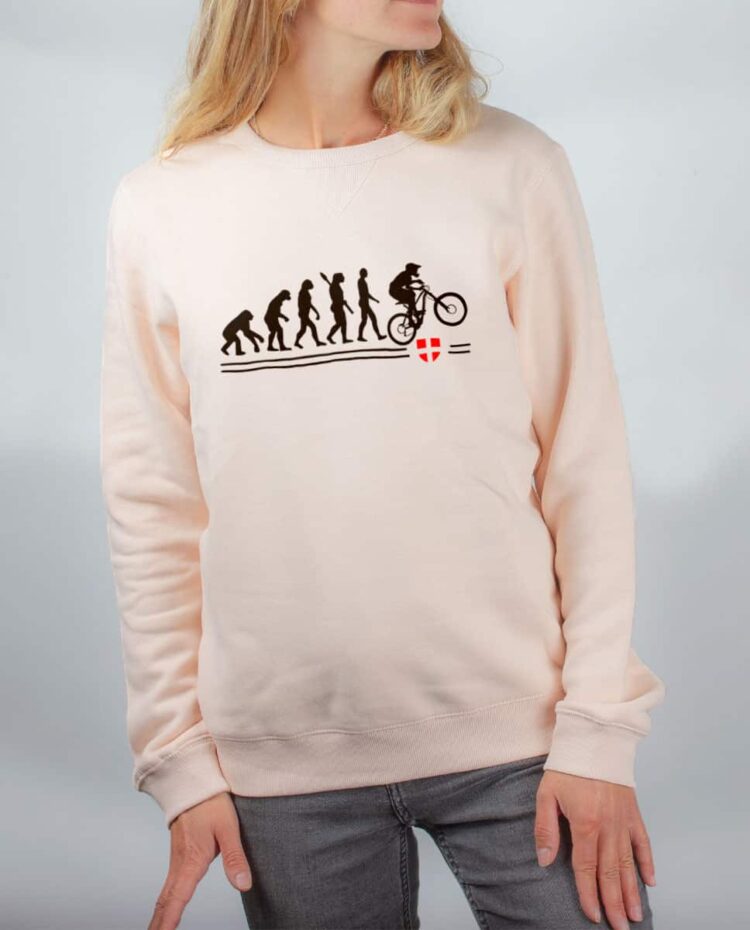 Pull sweat femme rose Evolution VTT DH descente