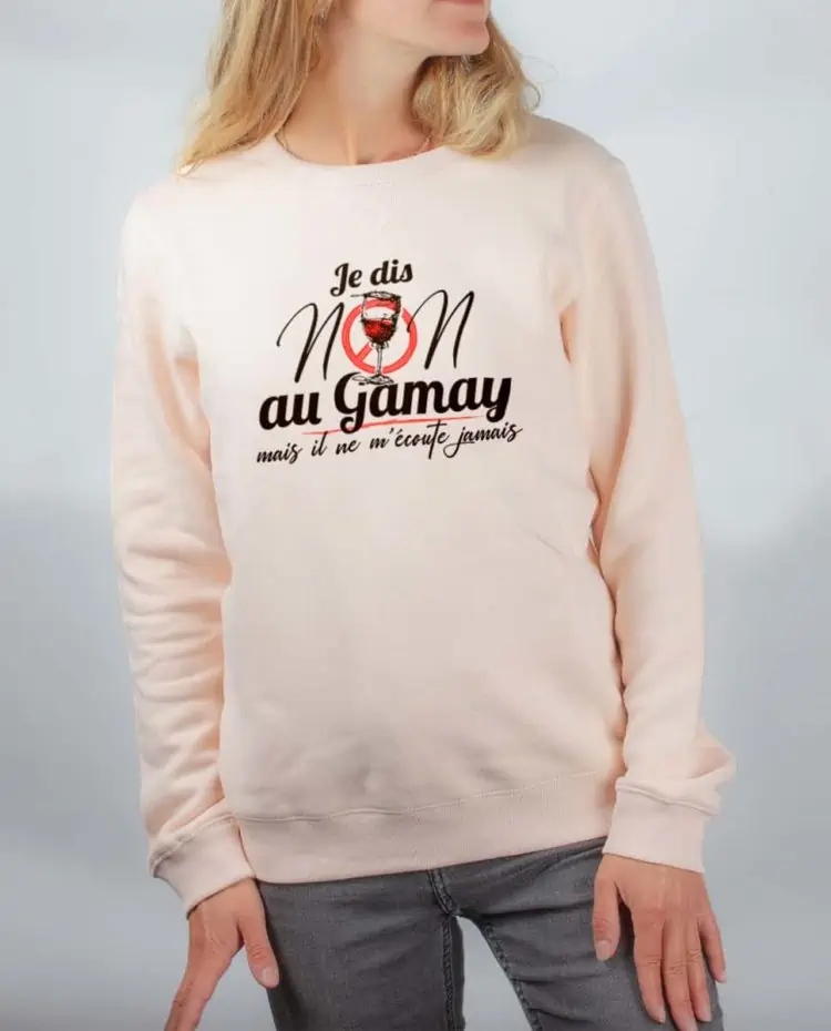 Pull sweat femme rose JE DIS NON AU GAMAY