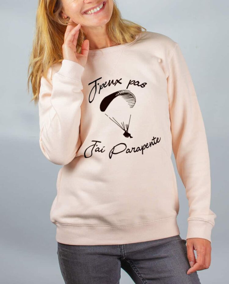 Pull sweat femme rose JPEUX PAS JAI PARAPENTE