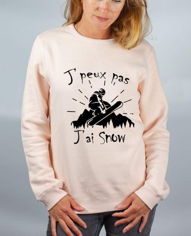 Pull sweat femme rose j peux pas j ai snow