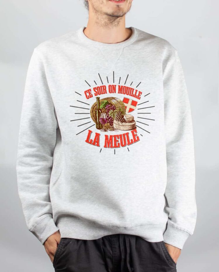 Pull sweat homme blanc Ce soir on mouille la meule