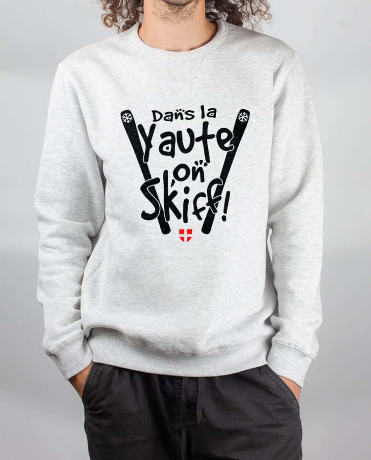 Pull sweat homme blanc Dans la yaute on skiff