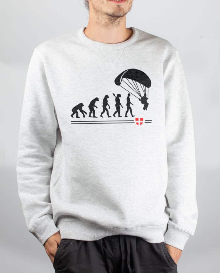 Pull sweat homme blanc EVOLUTION PARAPENTE