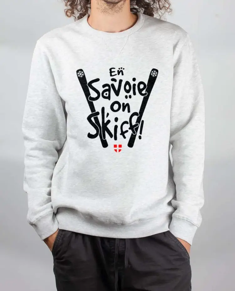 Pull sweat homme blanc En savoie on skiff